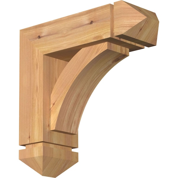 Ekena Millwork Thorton Arts and Crafts Smooth Bracket w/ Offset Brace, Western Red Cedar, 5 1/2"W x 16"D x 16"H BKT0604X16X16THR03SWR - main